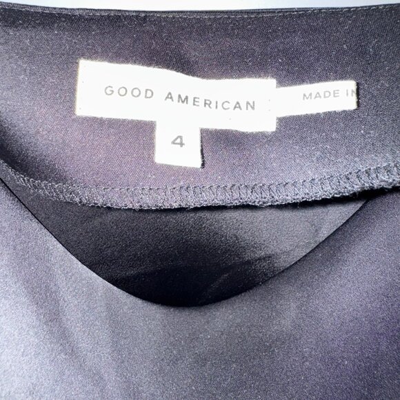 Good American Slip Dress Size 4 Black Cowl Neck Midi Adjustable Straps New Tags - Picture 2 of 10